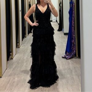 Primavera Couture Black Prom Dress